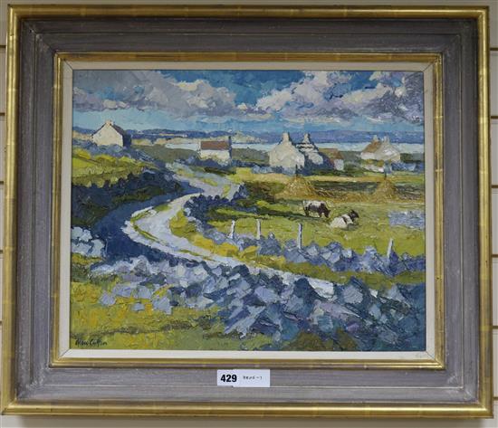 Alan Cotton, oil on canvas, Connemara the Road Round the Bay, signed, David Messum Autumn Exhibition 1997, 40 x 50cm